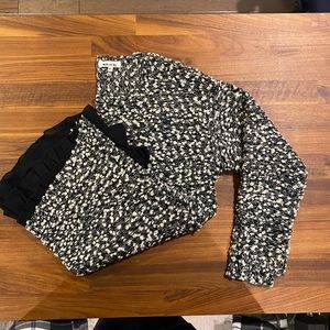 Cotton Tweed Lace Asymmetrical Sweater